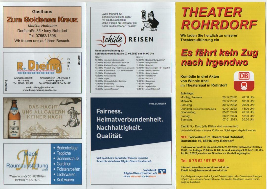 Flyer Theater 2022 2023 Es Fährt Kein Zug